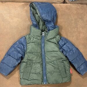 ONEKID Green and Blue Hooded Puffer Jacket